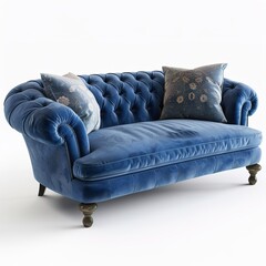 Canvas Print - Classic blue sofa with transparent background