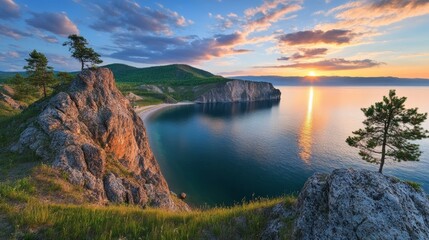 Sunset at Olkhon Island, Baikal.