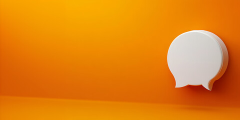 Speech bubble icon web banner. Speech bubble icon isolated on orange background with copy space.