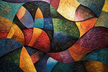 Oil painting depicting a textured design of quilted fabric