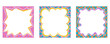 © Chorna_L - Wavy scallop border. Square fun wavy chessboard frame. Cartoon hand drawn shapes for text picture and photo. Doodle groovy vector psychedelic template. Abstract funky y2k squiggle checkered bubble