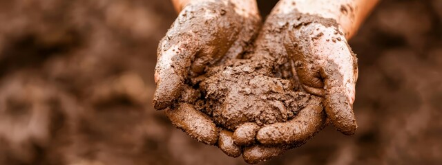 Sticker -  A tight shot of hands engulfed in dirt, nestled amidst a dirt field