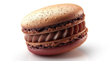 Wall Mural - Chocolate Macaron on White Background