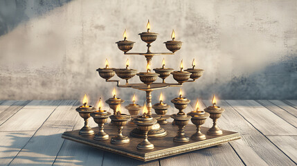 Wall Mural - Enhance your interior with this elegant, golden candle stand.