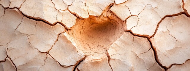 Sticker -  A tight shot of a wall crack with a central hole and grime on its edge