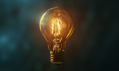 Poster - light bulb on dark background. 