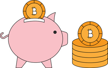 Wall Mural - Bitcoins are in Piggy Bank.