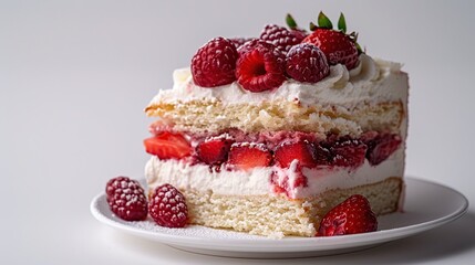 Canvas Print - Delicious Strawberry and Raspberry Cake