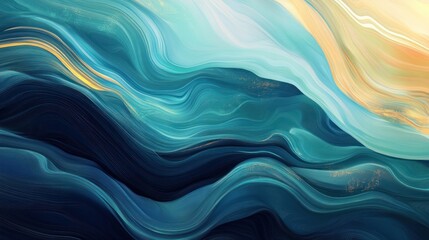 Wall Mural - Abstract Blue and Gold Liquid Marble Art