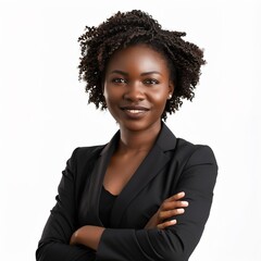 Wall Mural - A voluptuous young afro american female business person or a CEO posing with a smile