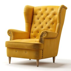 Sticker - Ai Genarated Yellow Armchair isolated on white 