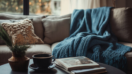 modern living room with sofa. living room interior. modern living room. woman reading a book on sofa