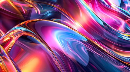 Wall Mural - Abstract Swirling Shiny Curves in Vibrant Colors