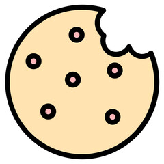 Sticker - cookie food biscuit Filled Outline Line