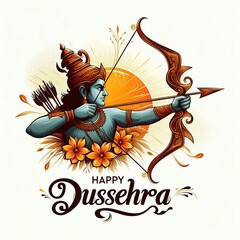 Wall Mural - Happy Dussehra. Ravan Dussehra is a major Hindu festival celebrated at the end of Navratri.