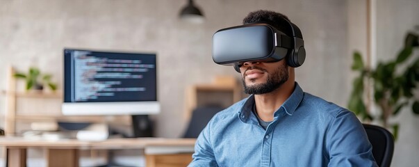 Virtual coding efficiency, augmented reality coder, futuristic office