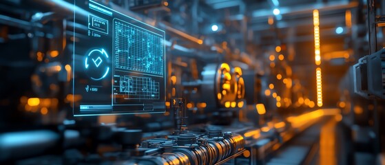 Fototapete - Visual of industrial automation and workflow optimization, with checkboxes representing streamlined business processes and operational improvements