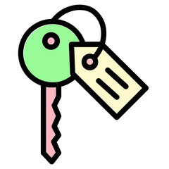 Sticker - hotel key room Filled Outline Icon