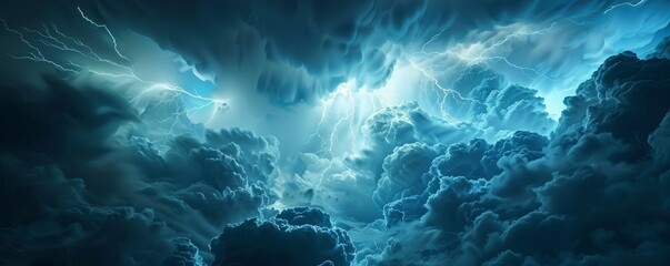 Wall Mural - thunder rumbling through stormy clouds, 4k hyperrealistic photo