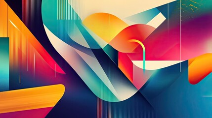 Wall Mural - Abstract background with geometric shapes and vibrant colors, suitable for digital art and modern design projects.