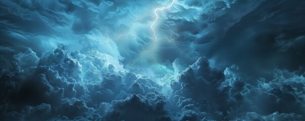 Wall Mural - thunder rumbling through stormy clouds, 4k hyperrealistic photo