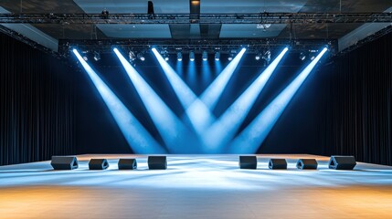 energizing orange concert stage illuminated by black line array sound system for dynamic performance