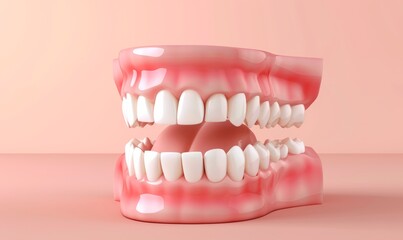 3D mouth and teeth, dental medical concept, soft colors, professional 3D render