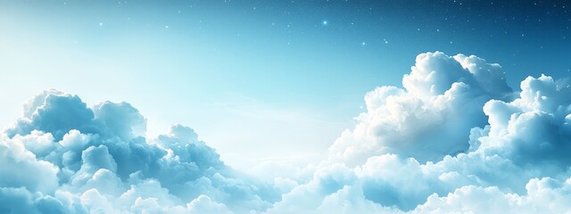 Poster -  A sky teeming with numerous clouds, a star glowing at its heart