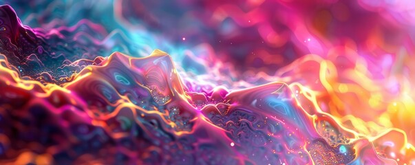 Wall Mural - Holo abstract 3D fractal with spectral highlights, 4K hyperrealistic photo