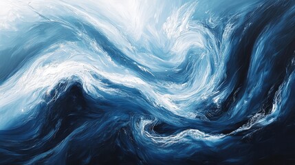 Wall Mural - Dynamic abstract representation of a river flow, with swirling blues and silvers capturing its energy and movement