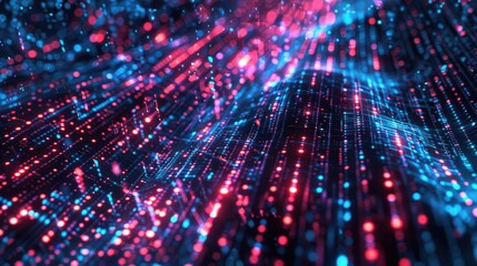 Wall Mural - Flow Of Data. Abstract Binary Code Background. Big Data Visualization in Matrix Style