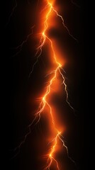 Orange lightning, isolated on a black background vector illustration glowing orange electric flash thunder lighting blank empty pattern with copy space