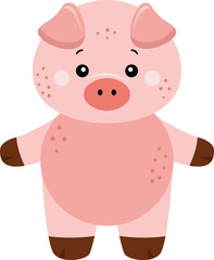 Sticker - Cute and happy pig standing