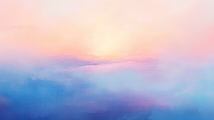 Wall Mural - Softly blended abstract forms in pastel colors, representing the gentle beauty of a sunrise over a quiet landscape