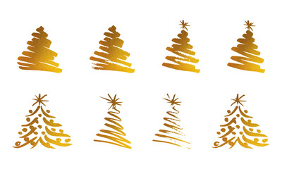 Christmas tree hand drawn illustrations. Vector.