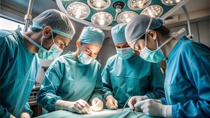 Canvas Print - team surgeon at work on operating in hospital