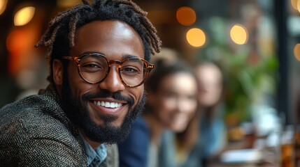 Confident business leader smiling while brainstorming with the team in a creative meeting space