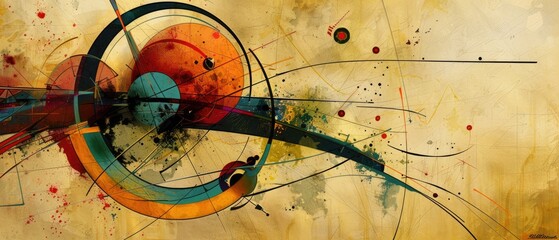 Wall Mural - A colorful abstract painting with a large circle in the center