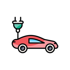 Sticker - Electric Car vector icon