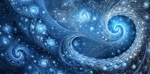 Wall Mural - digital art, abstract background, blue spiral galaxy, spiral, galaxy, abstract graphics