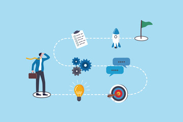 winning plan to success, strategy step to reach success, career journey, project management or idea 