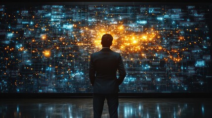 Wall Mural - Businessman Analyzing Digital Network