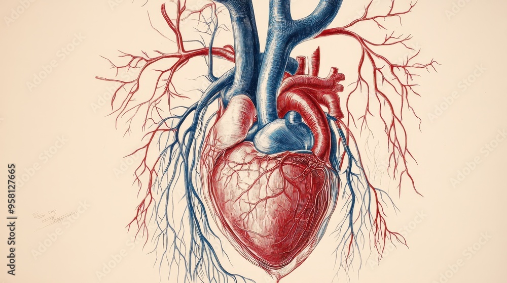 Anatomical Illustration of the Human Heart and Circulatory System Stock ...