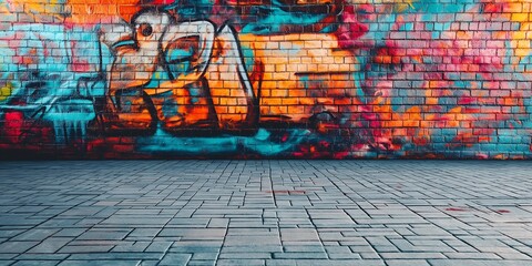 Artistic Graffiti Wall in an Urban Setting with Bold Colors, Creative Expressions, and Street Culture Vibes 