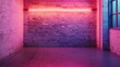 © crazyass - Urban Neon Reflections, vibrant neon glow illuminating a textured brick wall, casting dynamic shadows on a rugged concrete floor, capturing the essence of urban art culture