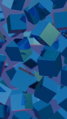 Aufkleber - Floating Blue Cubes in Abstract Motion