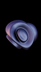 Poster - Abstract 3D Fluid Shape with Glossy Black Surface on a Purple Background