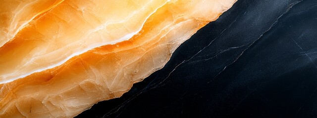 Canvas Print -  A tight shot of orange-black paper featuring a white line at its base