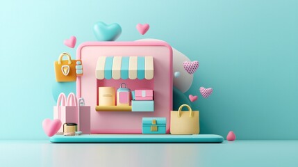 Modern E-commerce Website Interface Featuring Stylish Product Display and 3D Design Elemen