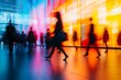© YOGI C - Blurred Silhouettes of People Walking in a Modern City Hallway - Photo
